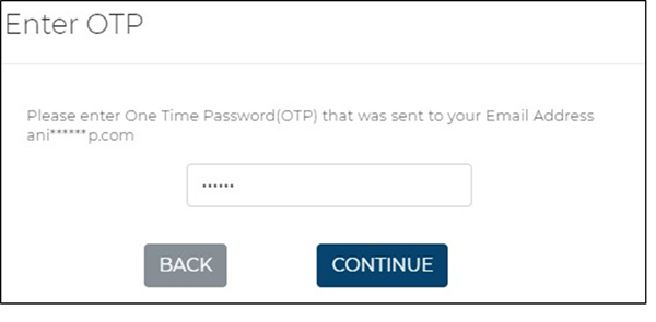 Image showing you where you will enter the OTP to continue